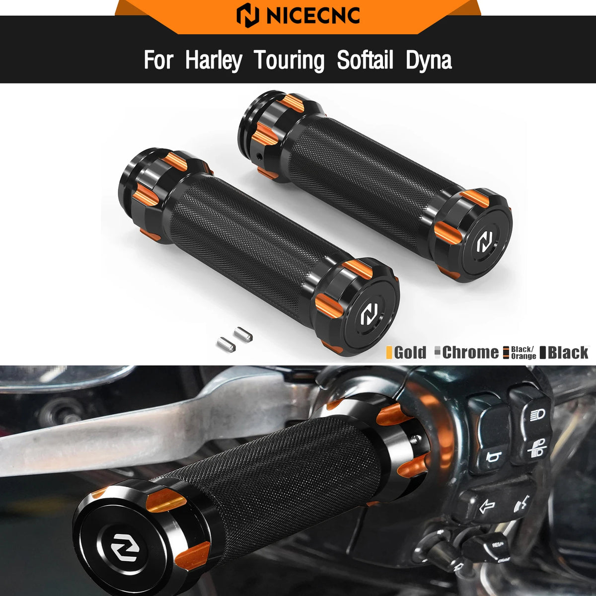 Poignées de Guidon CNC Aluminium pour Harley Street Glide, Road Glide, Road King – photo 1/10