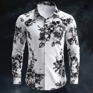 Chemise noire manches longues imprimé tête de mort - vue 6