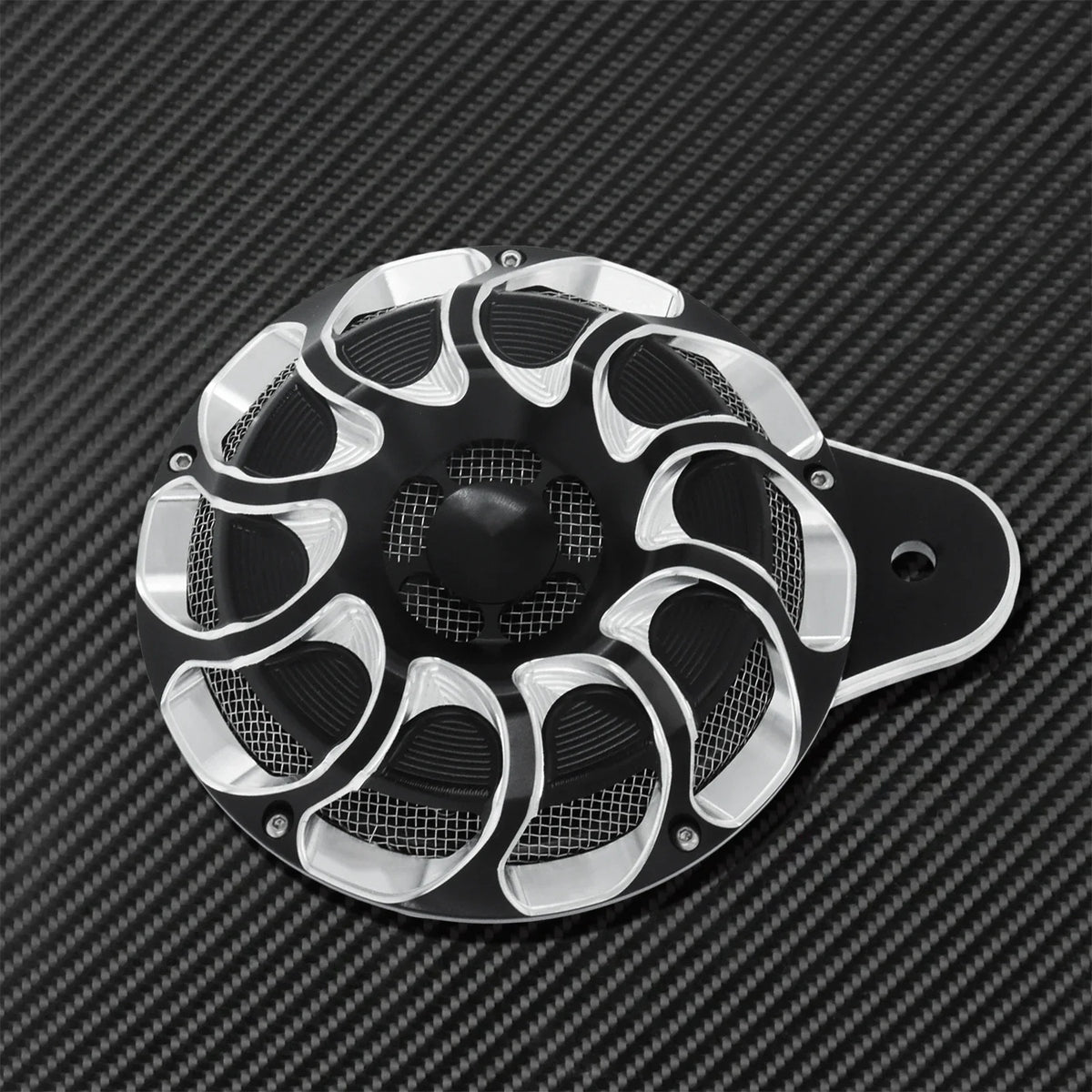 Cache-klaxon CNC noir et chromé pour Harley Big Twin et Sportster - vue 3