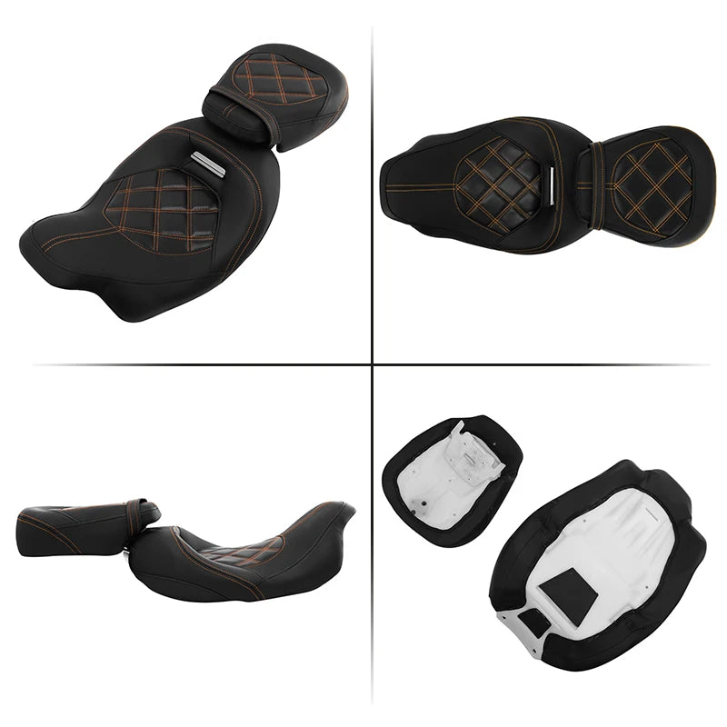 Selle biplace surbaissée en cuir PU BCZMT pour Harley-Davidson Touring CVO (2008-2023)
