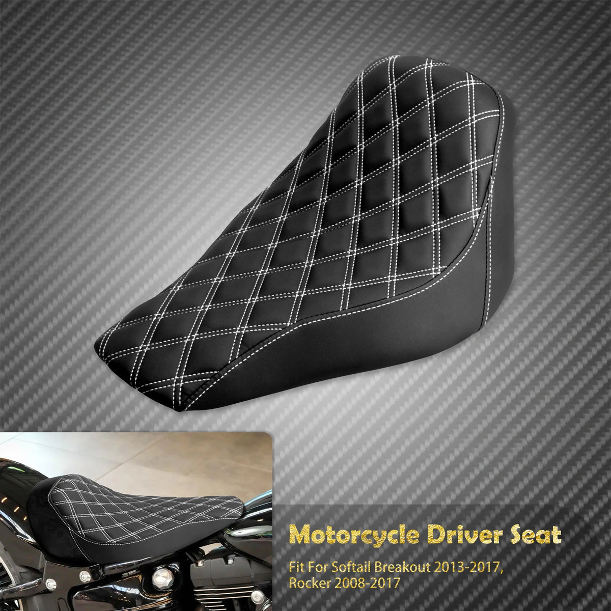 Selle Solo Conducteur Profil Bas (Diamond) - Harley-Davidson Softail Breakout & Rocker 2008-2017 – photo 7/10