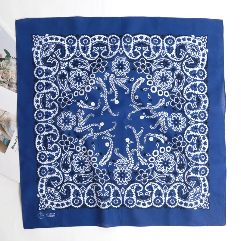 Bandana carré en coton motif cachemire - vue 11