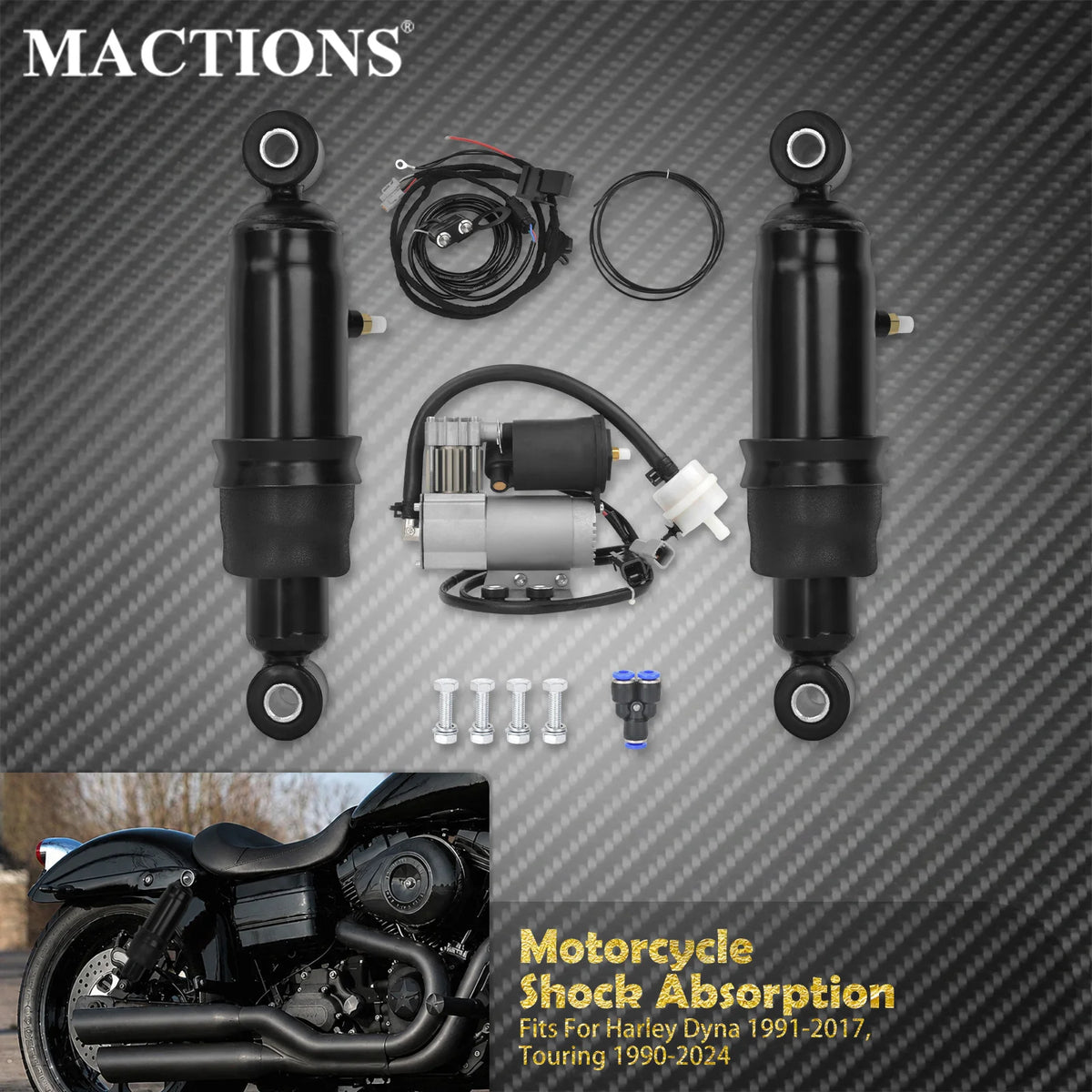 Kit de Suspension Pneumatique Arrière (Air Ride) - Harley-Davidson Touring & Dyna – photo 1/6