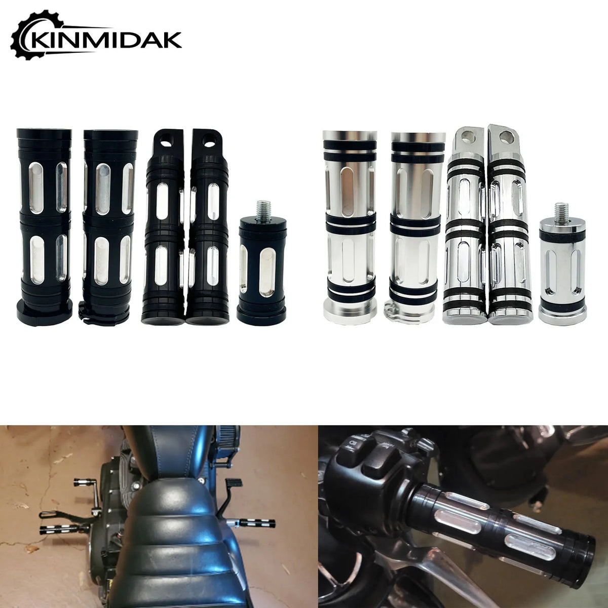 Kit repose-pieds CNC, poignées et pointes de sélecteur en aluminium pour Harley-Davidson Softail, Sportster 883, 1200, Touring, Road King, Dyna – photo 1/16