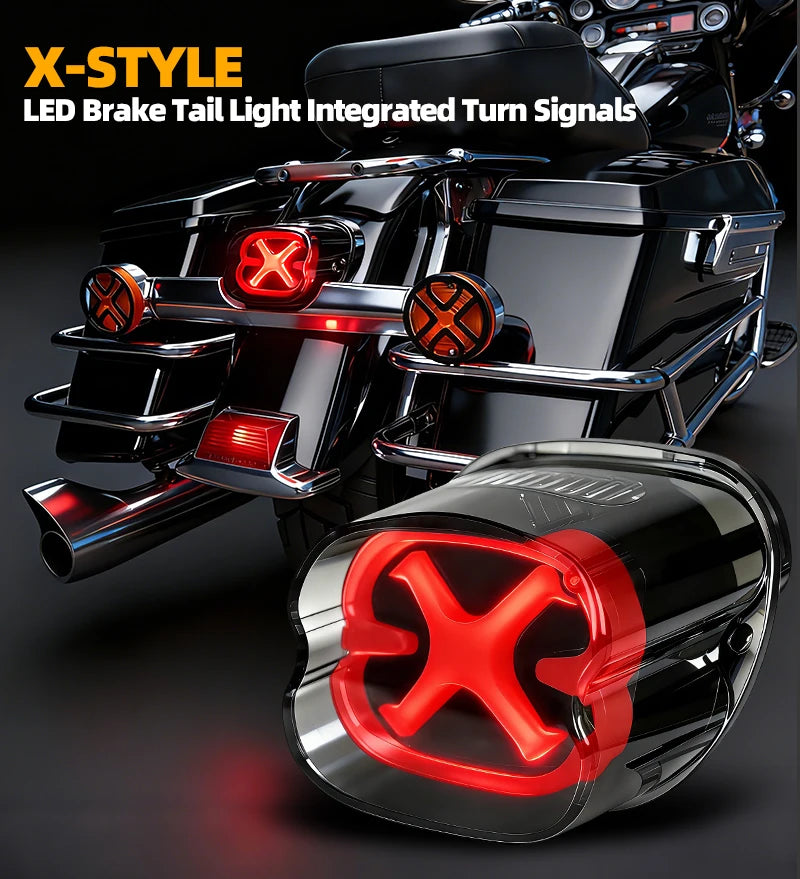Feu arrière LED motif X pour Harley Touring Softail - vue 1