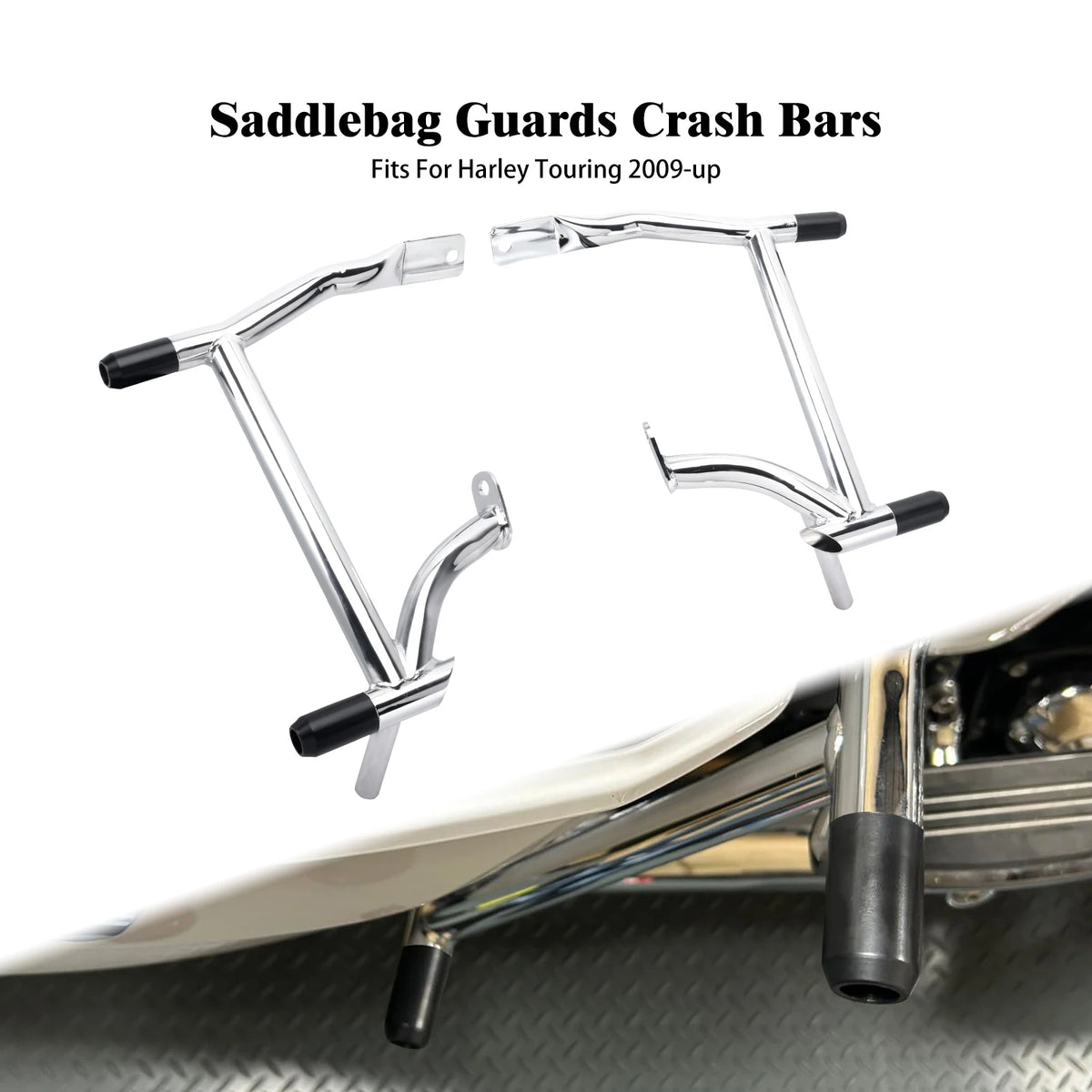 Barre de protection chromée autour d'une sacoche de Harley-Davidson Touring - vue 8