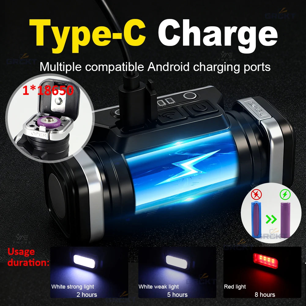 Lampe frontale LED COB 30W rechargeable, détecteur de mouvement, batterie 18650 – photo 5/10