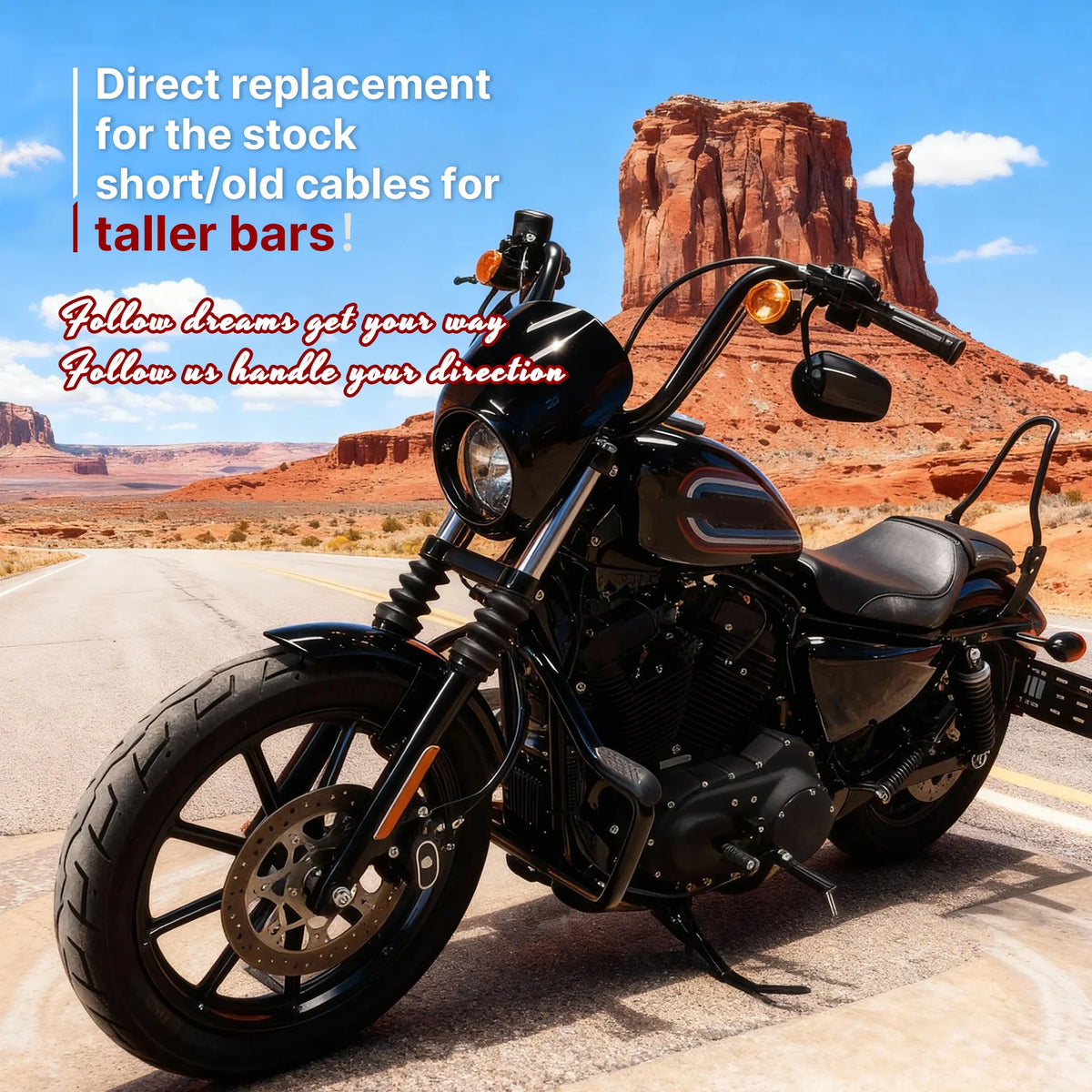 Kit de Câbles Rallongés 12"/14"/16" pour Guidon - Harley-Davidson Sportster XL 2014-2024 (Avec ABS) – photo 6/12