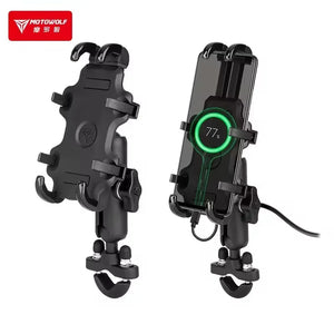 Support téléphone moto avec chargeur USB rapide QC3.0 – fixation guidon ou rétroviseur, idéal GPS - vue 1