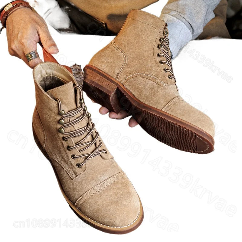 Bottines cargo cuir motard - vue principale