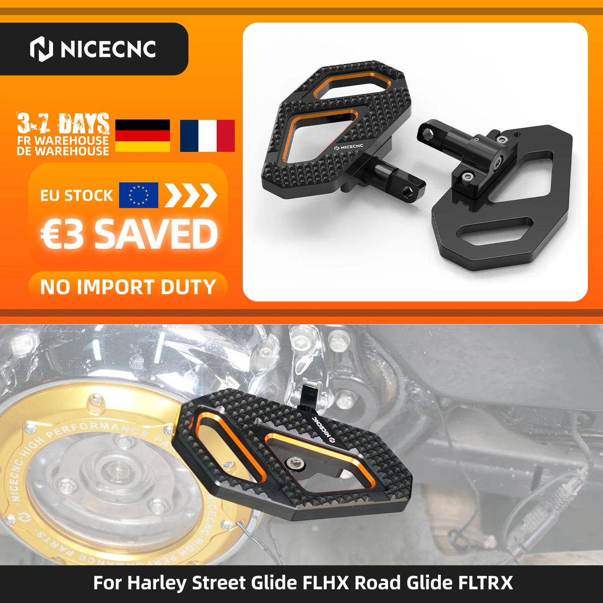 Repose-Pieds Passager (Footboard) Aluminium - Harley-Davidson Street Glide, Road King, Road Glide – photo 1/8