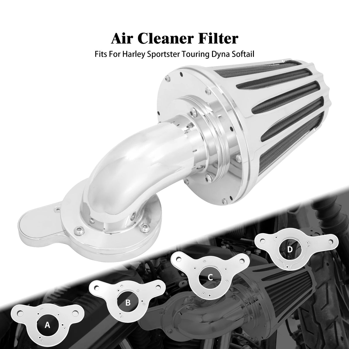 Filtre à air usiné CNC en aluminium chromé pour Harley-Davidson - vue 1