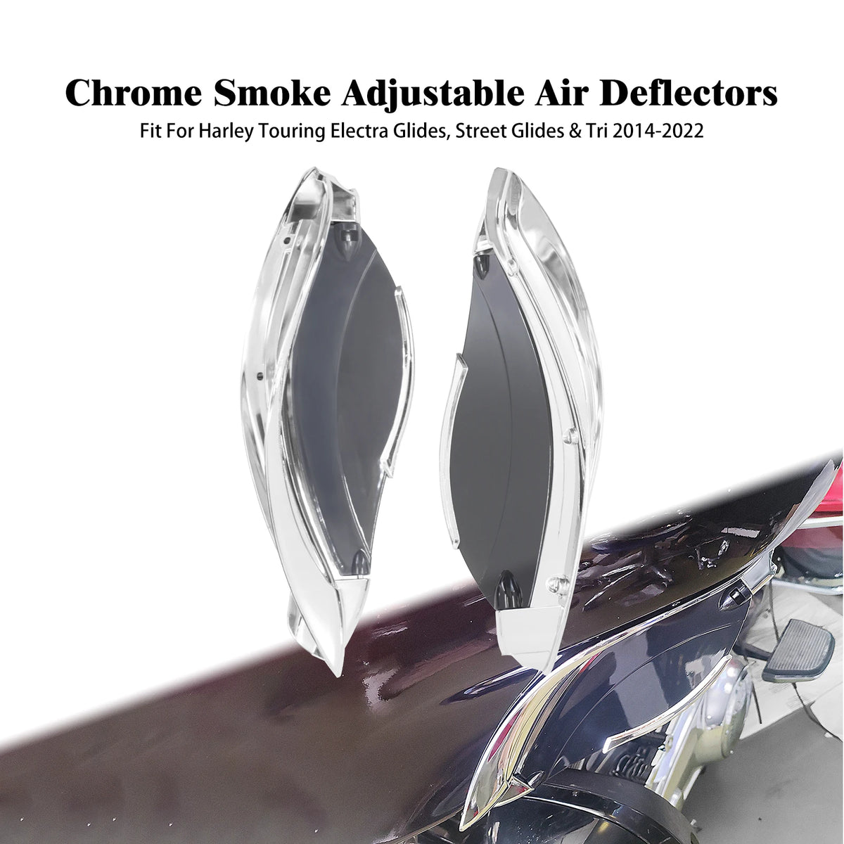 Ailerons déflecteurs d'air réglables pour carénage batwing - Harley-Davidson Touring Electra Glide, Street Glide, Tri Glide 2014 et plus – photo 9/10