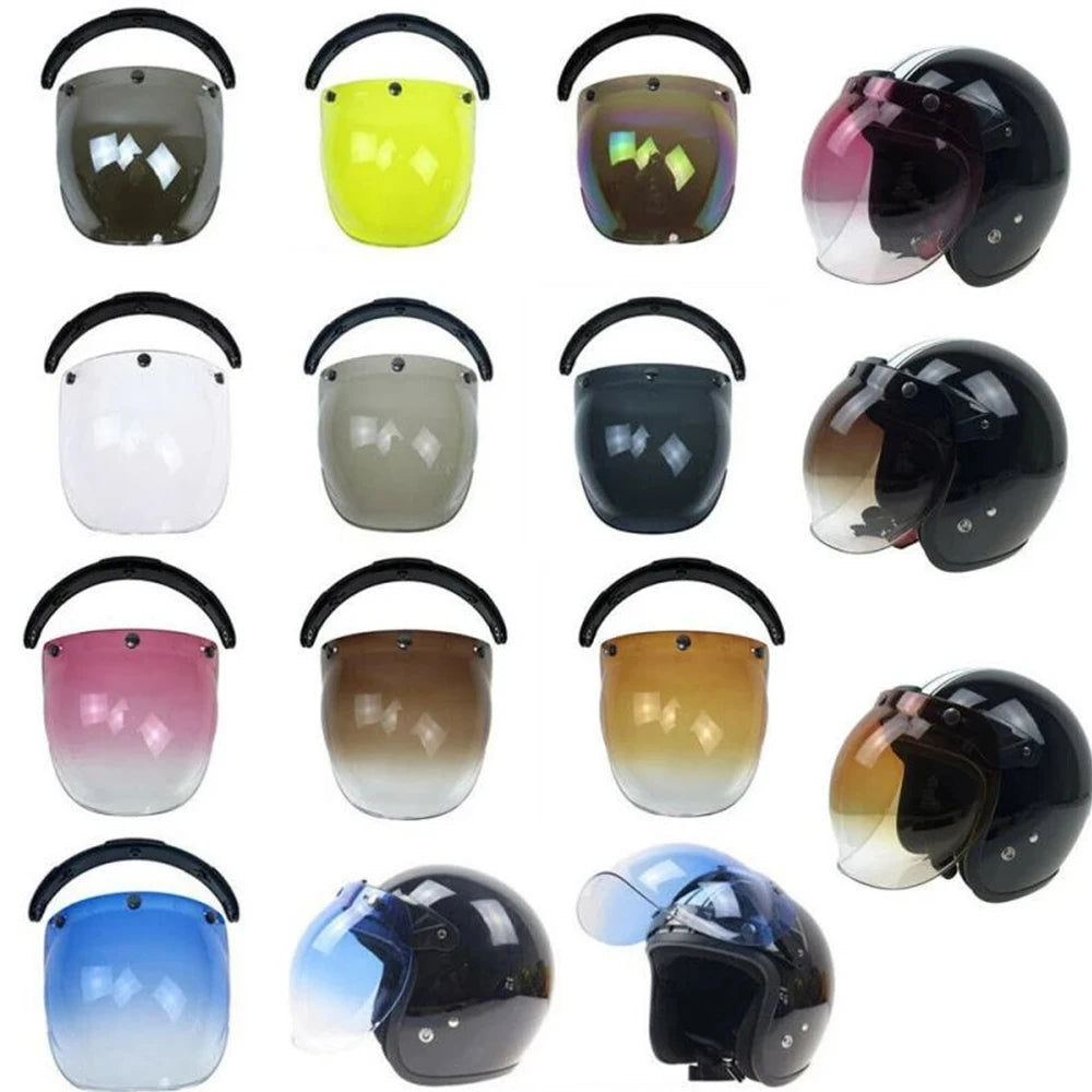 Visière Bulle pour Casque Jet - Fixation 3 Boutons, Style Vintage
