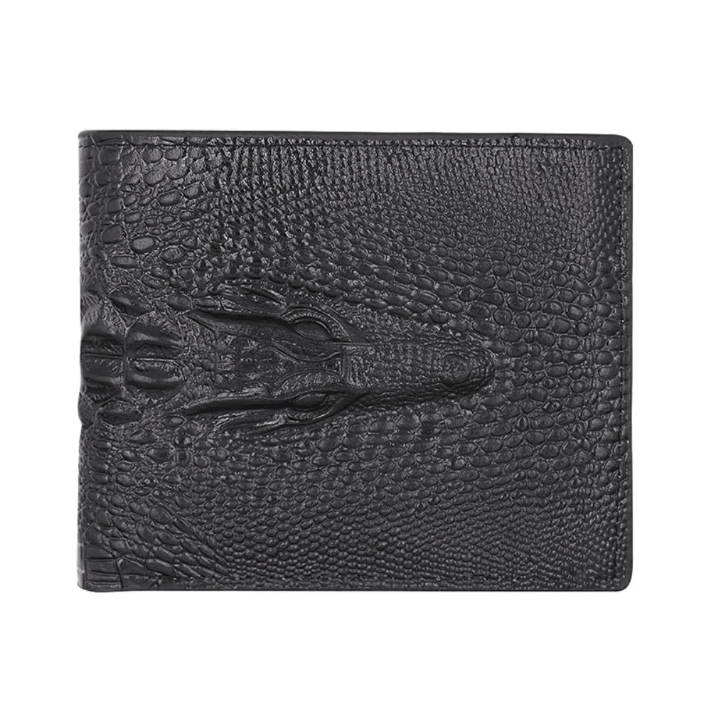 Portefeuille noir simili cuir motif crocodile - vue 4