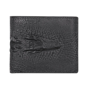 Portefeuille noir simili cuir motif crocodile - vue 4