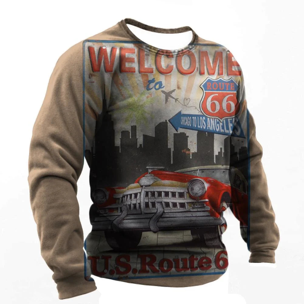 T-shirt manches longues homme Route 66, style biker vintage - vue 14
