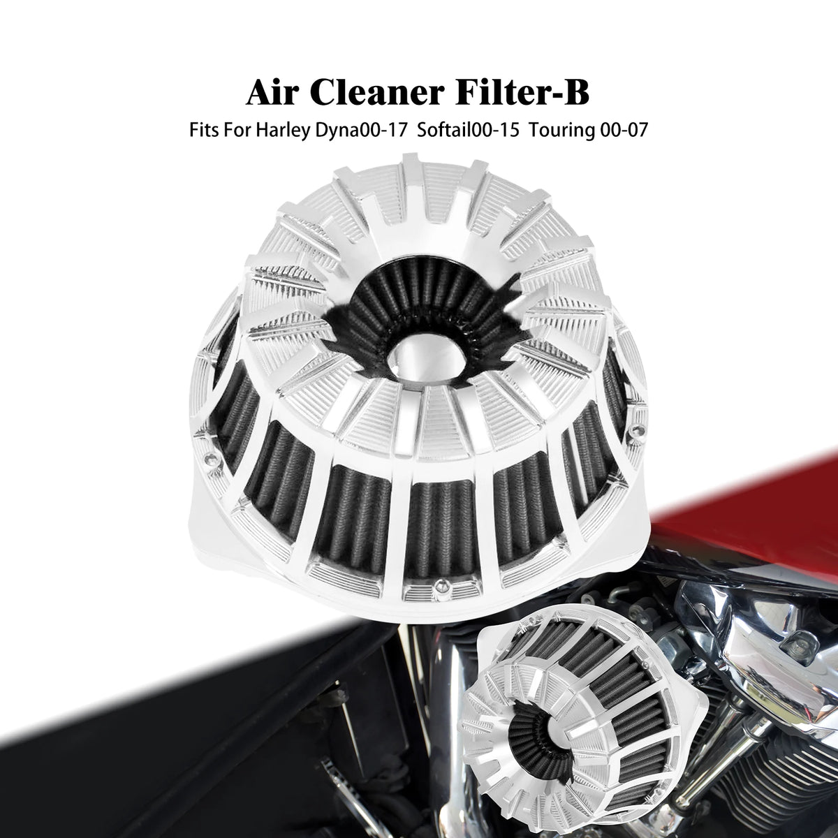 Filtre à Air Chromé - Harley-Davidson Touring, Road Glide FLHR, Softail, Dyna, Fat Boy, Sportster XL 883/1200 – photo 9/10