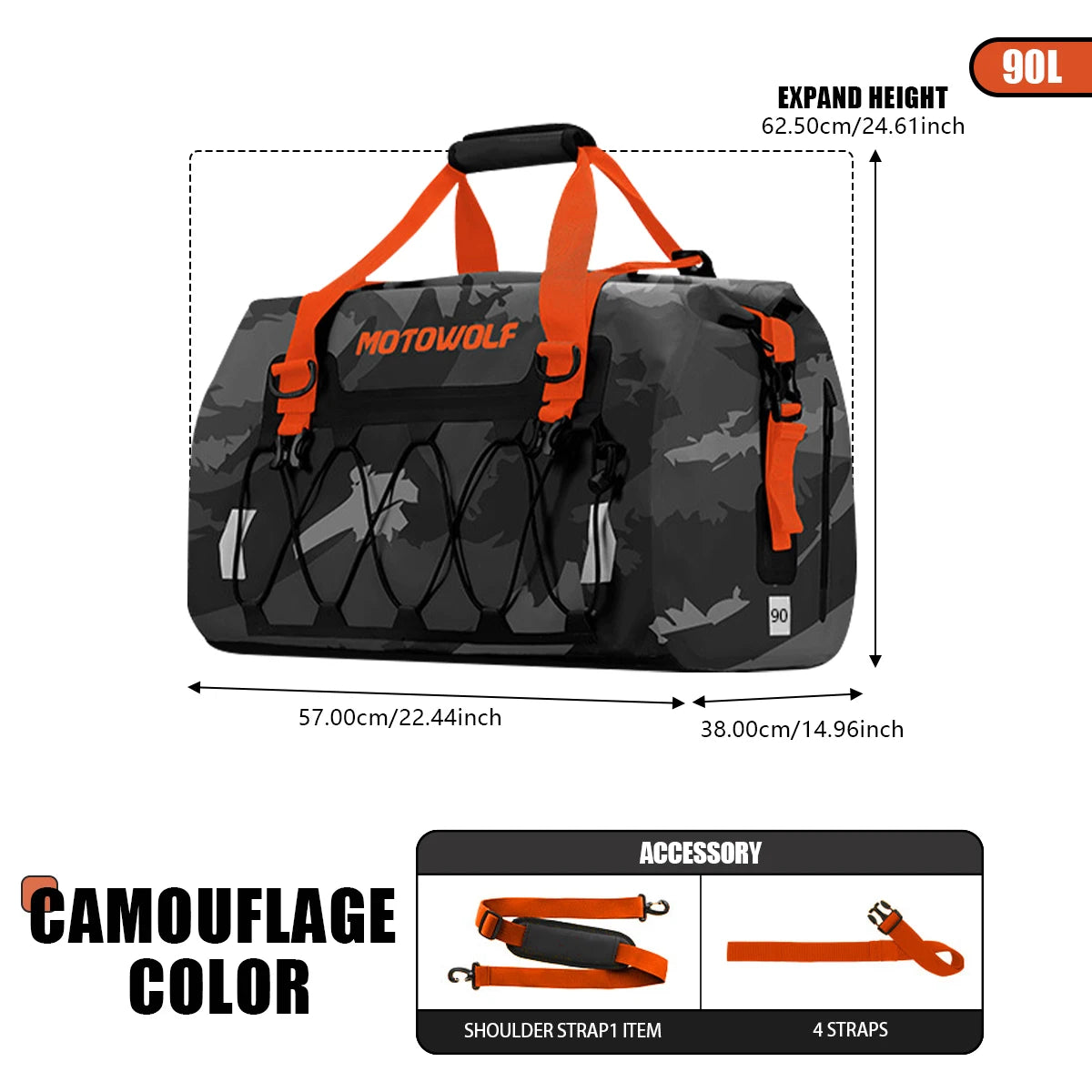 Sac de queue étanche moto noir au format roulé, fixé à l'arrière de la selle - vue 8