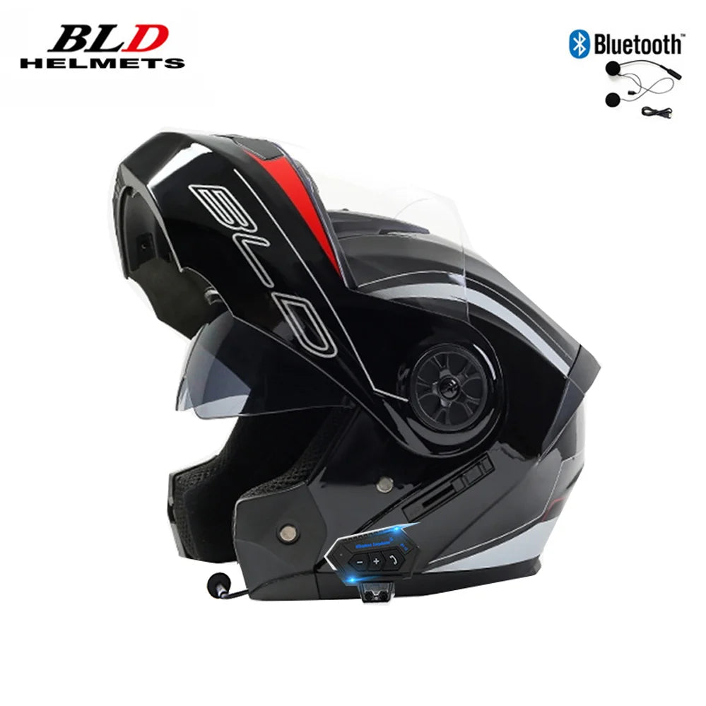 Casque moto modulable compatible Bluetooth, vue de trois quarts - vue 3