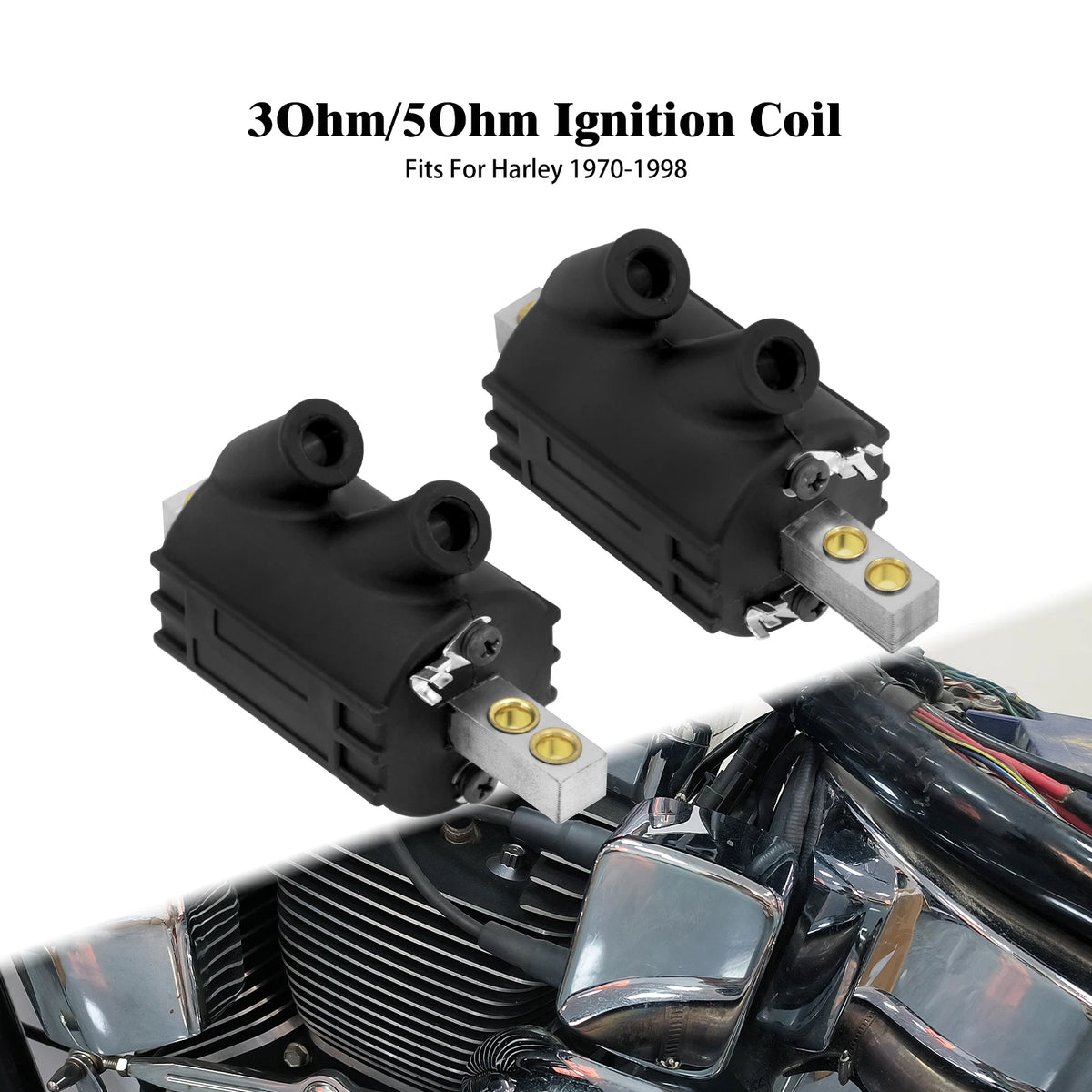 Bobine d'Allumage Double Sortie 12V (3/5 Ohm) - Harley-Davidson Big Twin 1970-1998 – photo 1/8
