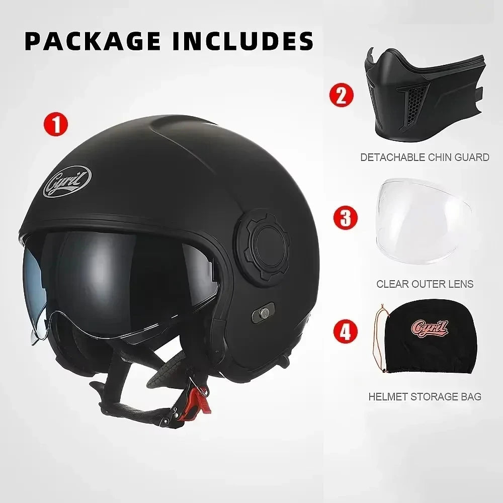 Casque moto modulable rétro, mentonnière relevée - vue 2