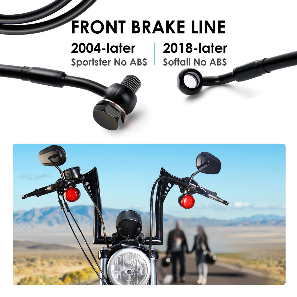 Durite de Frein Avant Tressée Inox - Harley-Davidson Sportster 2004+ et Softail 2018+ sans ABS – photo 2/14