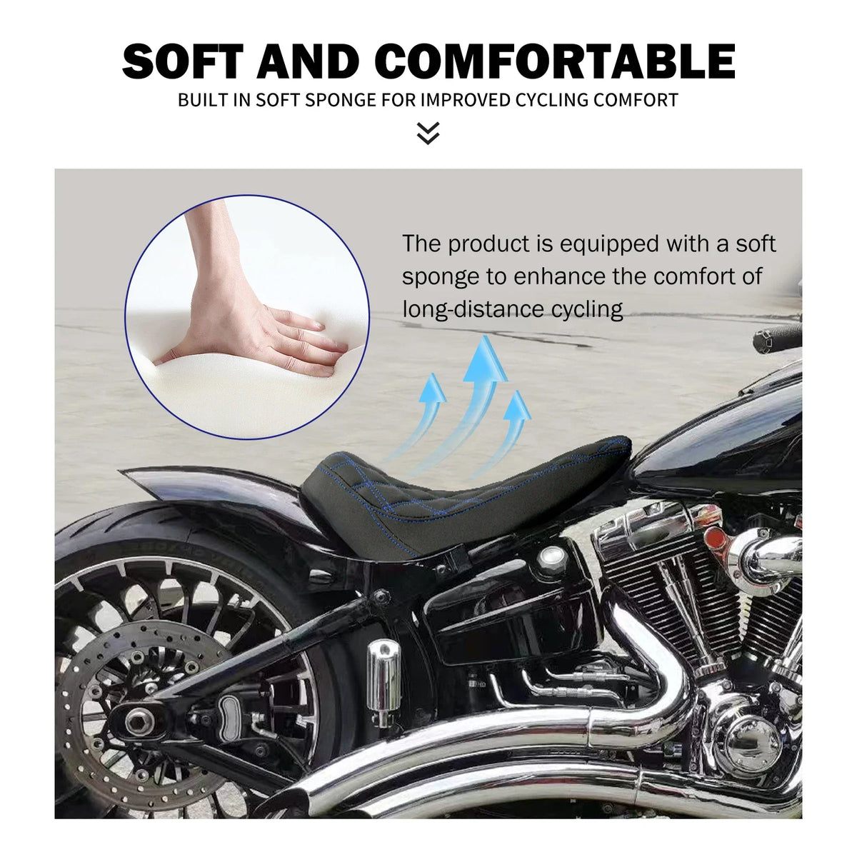 Selle solo conducteur profil bas façon cuir pour Harley-Davidson Softail - vue 5