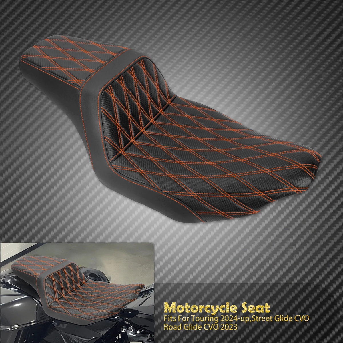 Selle Biplace Piquage Quadrillé - Harley-Davidson Touring 2024 et plus, CVO 2023 – photo 7/12