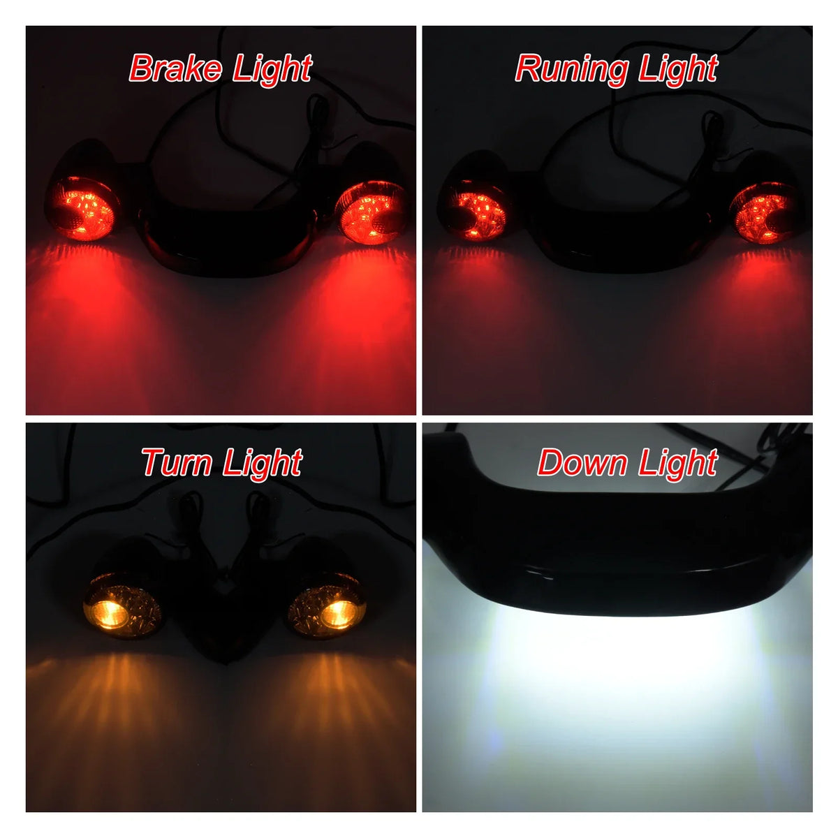 Clignotant LED arrière format bullet noir et fumé pour Harley Touring - vue 2