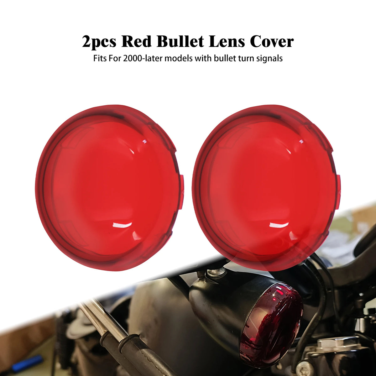 Lot de deux cabochons rouges de clignotant pour moto Harley-Davidson - vue 10