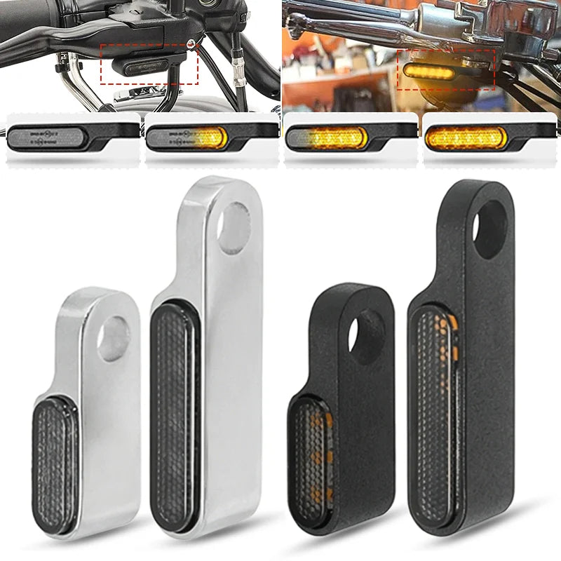 Mini clignotants LED de guidon avec feu de position ambré pour moto Harley-Davidson - vue 1