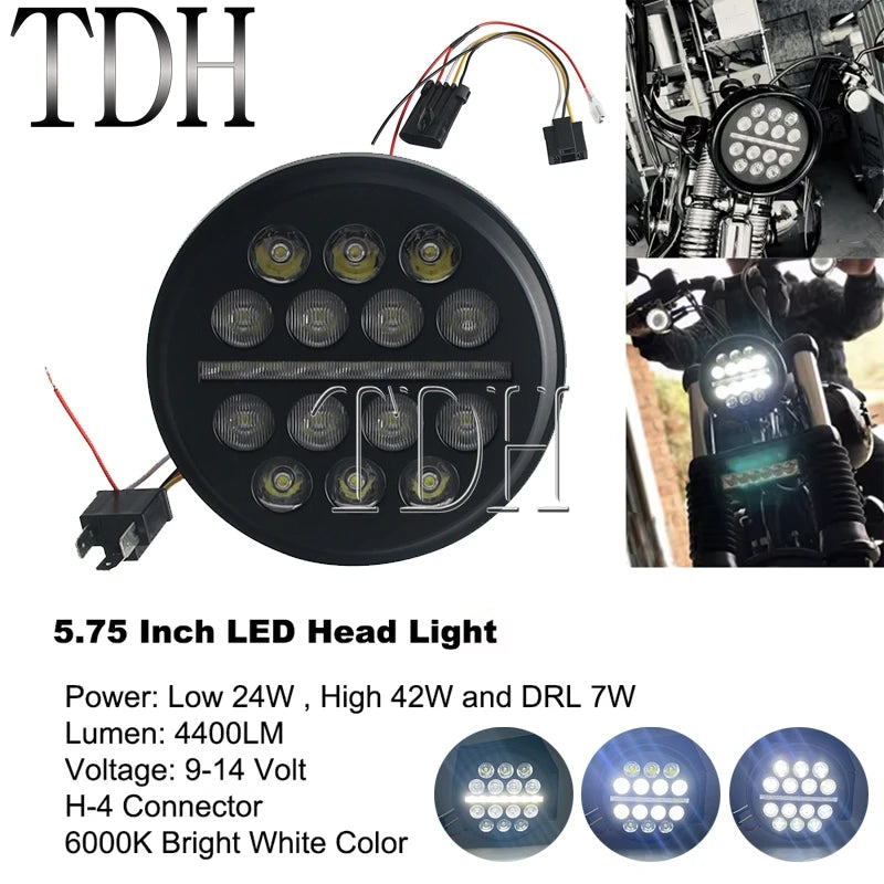 Phare LED 5,75 pouces et barre LED pour Harley Dyna - vue 7