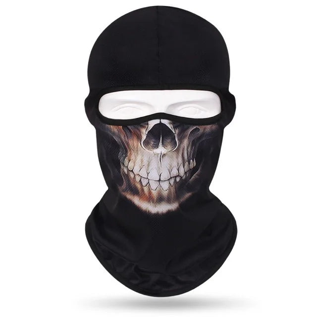 Cagoule imprimée tête de mort portée en sous-casque pour moto - vue 7
