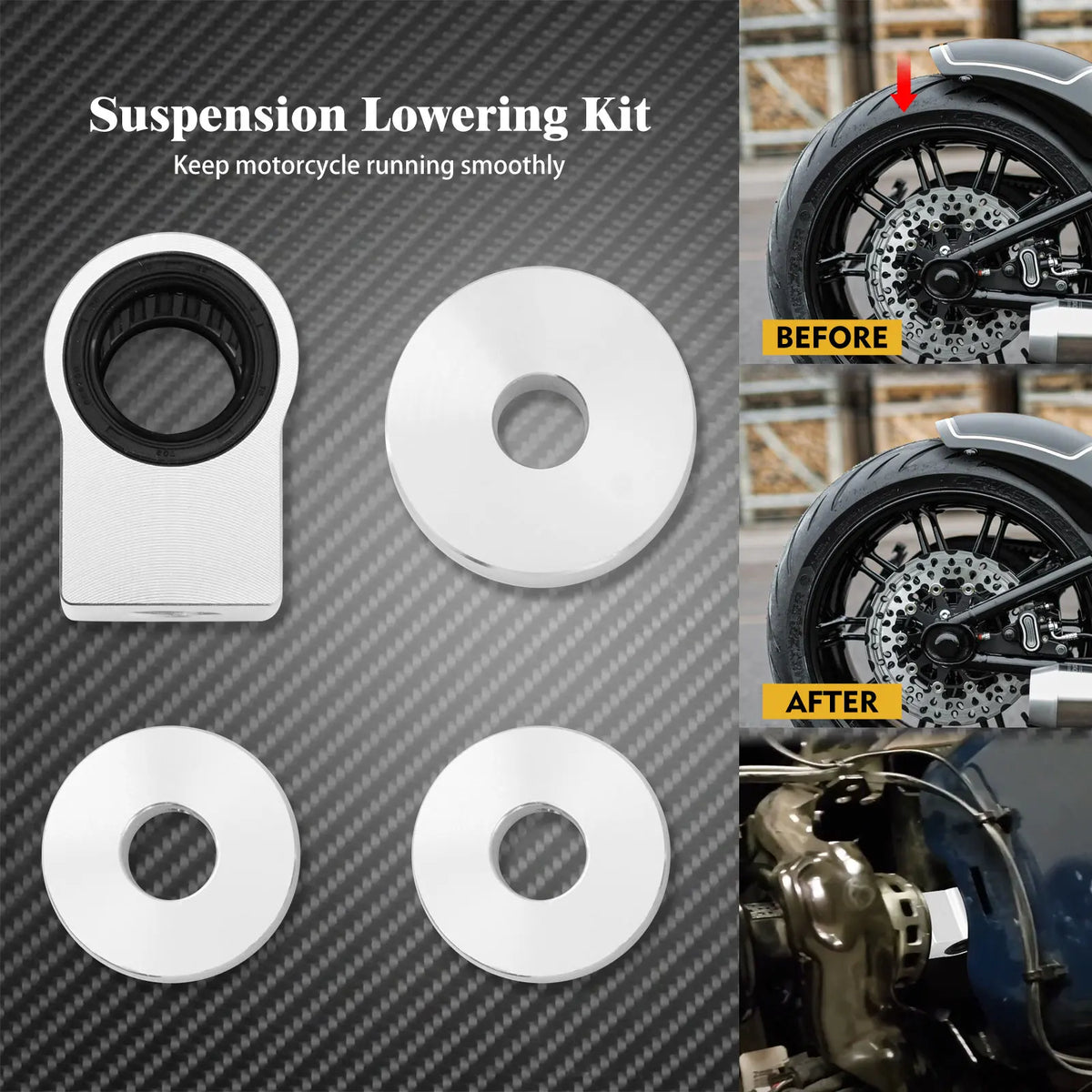 Kit de rabaissement d'amortisseur arrière chromé - Harley-Davidson Softail M8 2018 et plus