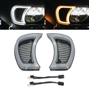 Feux LED d'accent de calandre de phare fumés, veilleuse blanche et clignotant, Harley Road Glide 2015 et plus - vue 1