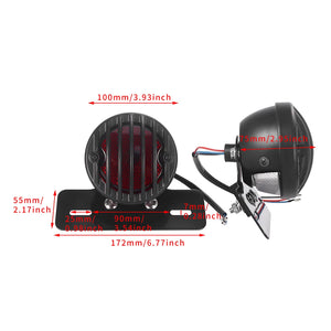 Feu arrière rétro à grille avec support de plaque pour Harley bobber - vue 2