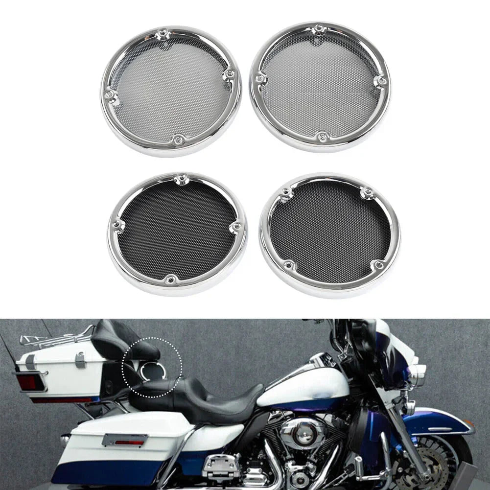 Cache-grilles de haut-parleurs arrière chromés pour Harley-Davidson Electra Glide et Ultra Limited 1996-2013 - vue 1