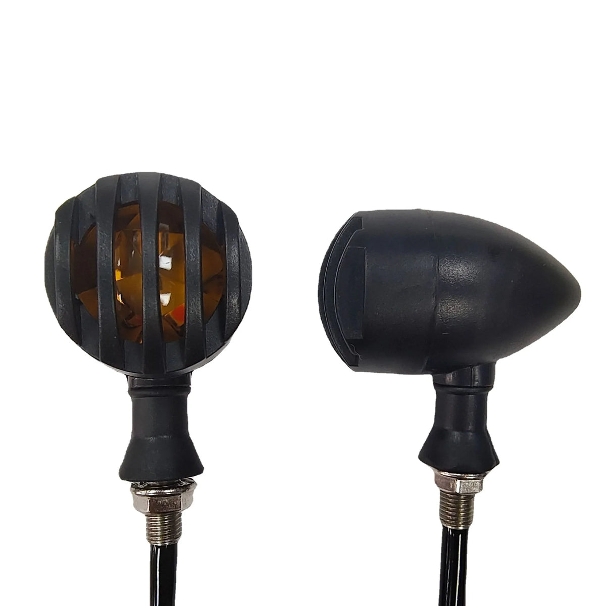 Clignotant LED rétro grille noire style café racer, montage universel 10mm - vue 3