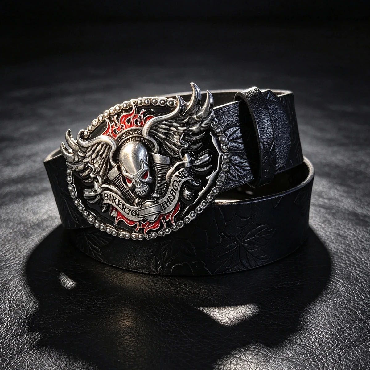 Ceinture gothique noire à boucle lion araignée et serpent - vue 12
