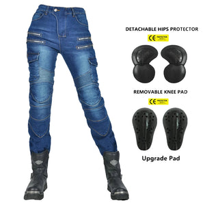 Pantalon moto femme double zip, protections genoux et hanches - vue 15