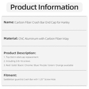 Embouts de Barre de Protection (Crash Bar End Cap) Carbone - Harley-Davidson Touring & Softail – photo 6/14