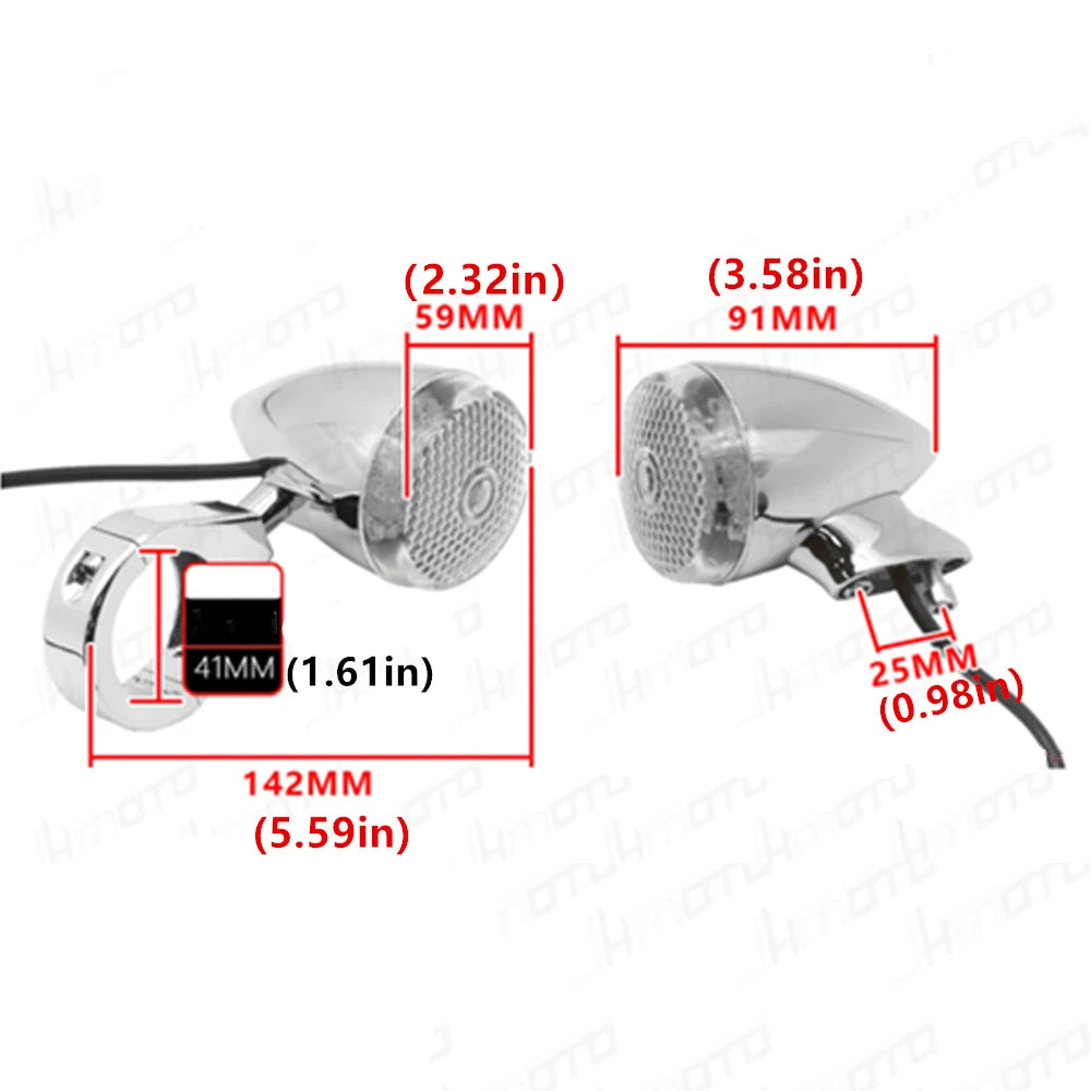 Kit clignotants LED bullet chromés pour Harley fourche 41 mm - vue 5