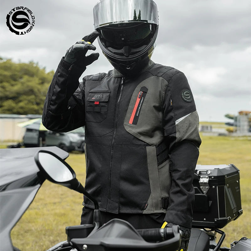 Blouson moto noir avec doublure amovible - vue de face - vue 5