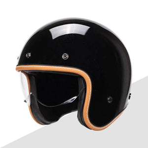 Casque moto jet rétro violet avec visière intégrée - vue 8