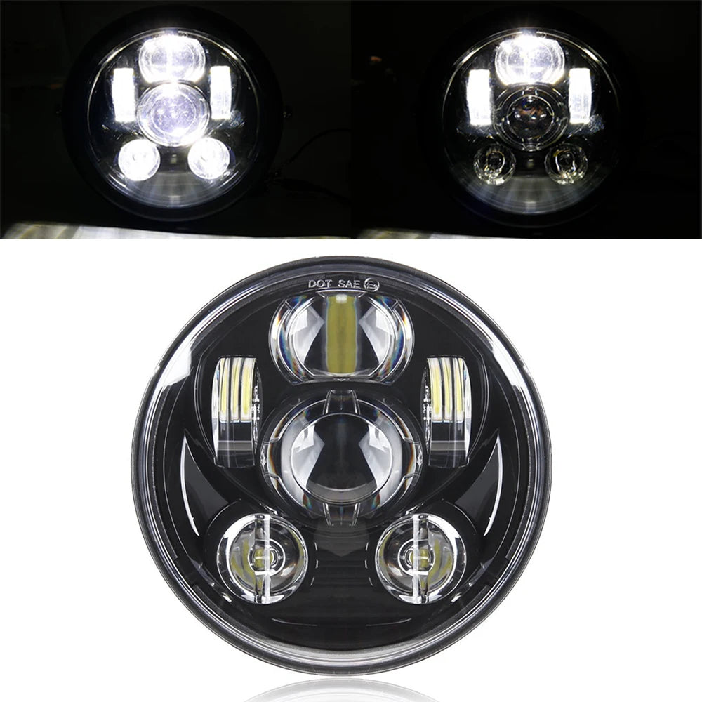 Phare LED noir 5,75 pouces avec feu de jour DRL 40W pour Harley Sportster 1200 et 883 - vue 6
