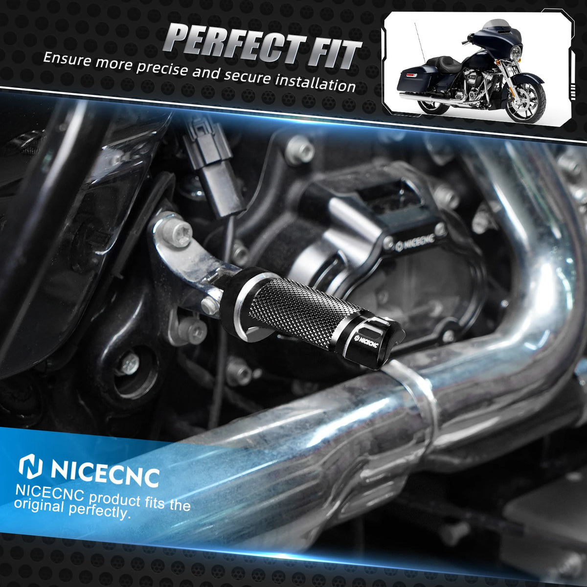Repose-pieds passager en aluminium 6061 pour Harley-Davidson Road King/Special, Street Glide/Special 2017-2024 – photo 2/9