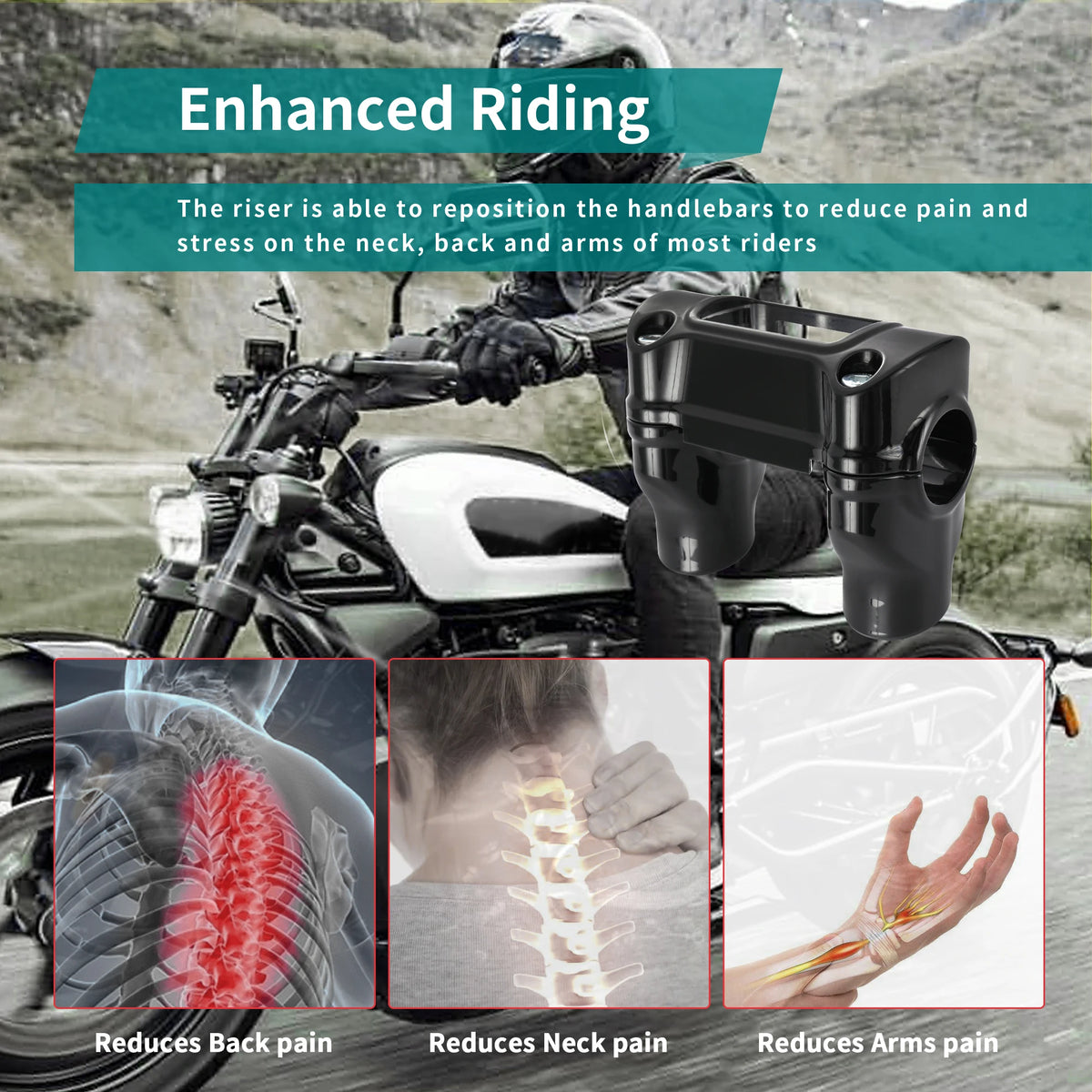 Rehausse de Guidon 1,25 pouce - Harley-Davidson Softail Street Bob, Standard, Breakout 2018 et plus récent – photo 3/6