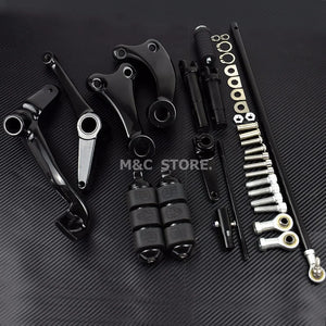 Kit complet commandes avancées noires, repose-pieds, leviers et biellettes en aluminium pour Harley-Davidson Sportster XL883, XL1200 2004-2022 – photo 3/8