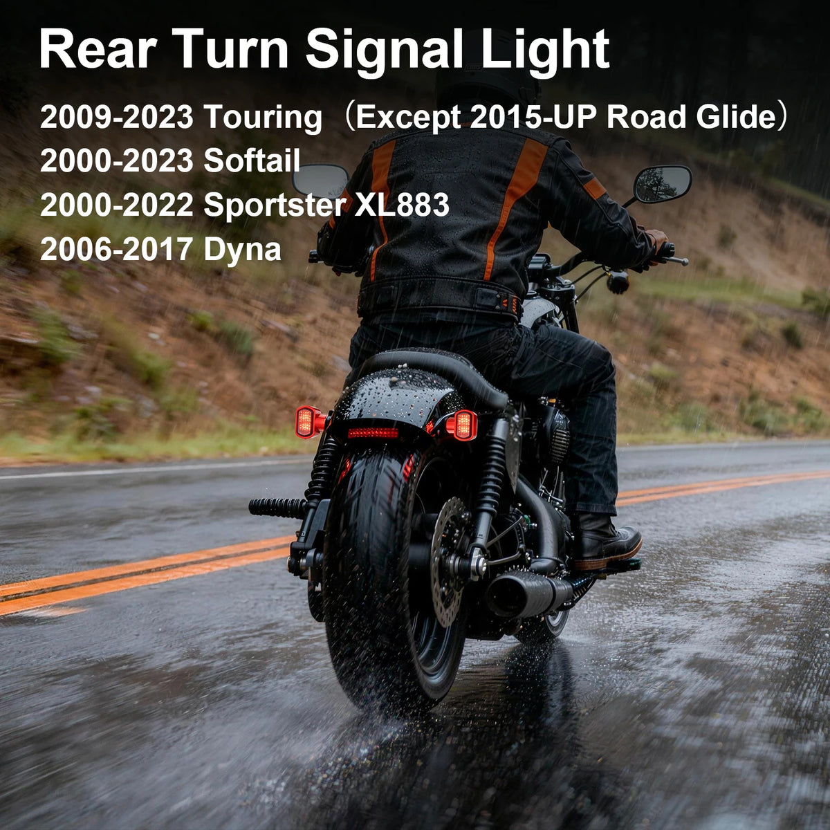 Clignotants arrière LED mini avec stop et veilleuse pour Harley Touring, Softail, Sportster et Dyna - vue 2